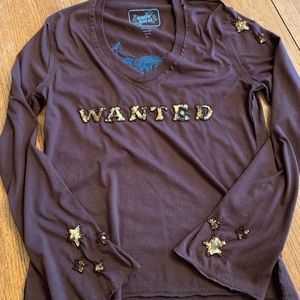 Sequin “wanted” long sleeve shirt